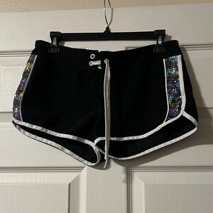 Black Women's swim Shorts with Sequin Detail